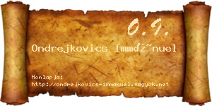 Ondrejkovics Immánuel névjegykártya